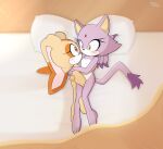  2girls bed bingbingo_(artist) blaze_the_cat bunny cream_the_rabbit cub feline female interspecies nude rabbit sega sonic_the_hedgehog_(series) yuri 