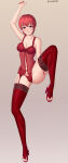 1girl 1girl 1girl alluring arm_up ass_visible_through_thighs bare_arms bare_midriff bare_shoulders bare_thighs cleavage collarbone est_(fire_emblem) female_only fire_emblem fire_emblem:_mystery_of_the_emblem fire_emblem:_shadow_dragon_and_the_blade_of_light full_body garter_belt gradient_background high_heel_sandals high_heels intelligent_systems leg_grab leg_lift lingerie looking_at_viewer medium_breasts midriff nail_polish nightgown nintendo panties pink_eyes pollo1567 red_hair red_nails red_panties sandals see-through short_hair shoulders silf simple_background smile spread_legs stockings thighs underwear very_short_hair 