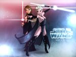  anna_(frozen) beautiful blue_lightsaber braided_hair breast disney double_bladed_lightsaber elsa elsa_(frozen) frozen_(movie) jedi netherwulf_(artist) pussy red_lightsaber sisters sith star_wars topless_(female) 