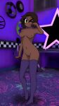  1girl aged_up brown_skin cassie_(fnaf) five_nights_at_freddy's five_nights_at_freddy's:_security_breach no_underwear nude_female sexy_body socks_only 