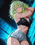  ai_generated bare_thighs big_breasts blush boku_no_hero_academia dolphin_shorts green_eyes green_hair grin huge_breasts huge_thighs light-skinned_female light_skin looking_at_viewer lord_of_waifus massive_breasts medium_hair my_hero_academia oiled_body oiled_skin solo_female squatting sweat sweatdrop tank_top thick_body thick_female thick_thighs thighs tooru_hagakure tooru_hagakure_(visible) voluptuous voluptuous_female 