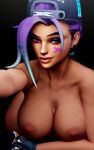  1girl 3d alluring areola backwards_baseball_cap baseball_cap big_ass bitch blizzard_entertainment breasts brown_skin bubble_butt curvy dark-skinned_female eyelashes facial_mark fingerless_gloves fit_female grvty3d high_heels indoors latina le_sserafim legs looking_at_viewer nipples nude overwatch overwatch_2 posing purple_eyes ring seductive_smile selfpic sexy slut sombra_(overwatch) toned 