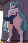  1futa ai_generated ass big_ass booty_shorts breasts buruma erection erection_under_clothes fundoshilover101 futanari huge_ass miku_hatsune tabi_socks vocaloid 