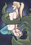 1girl 2023 barefoot blonde_hair blonde_hair_female breasts closed_eyes defeated defeated_heroine drooling feet gnilkcitxd metroid nintendo no_visible_genitalia on_knees patreon_reward ponytail restrained samus_aran tentacle_monster tickling tickling_ass tickling_feet tickling_nipple torn_clothing