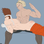 2015 2boys ass crazedg crossover fatal_fury fire_emblem fire_emblem_awakening flat_colors human human_only joe_higashi king_of_fighters lost_bet male male_only muscular muscular_male simple_background snk spank spank_marks spanked_butt spanking tagme vaike_(fire_emblem) video_games yaoi