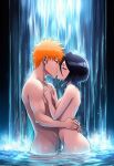 bleach ichigo_kurosaki ichiruki night novelai romantic_couple rukia_kuchiki waterfall