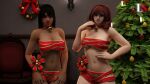  2_girls alluring alternate_hairstyle amy_sorel bell big_breasts black_hair blender_(software) choker christmas christmas_ornaments christmas_tree cleavage dark-skinned_female dark_skin drill_hair filipino_female green_eyes hand_on_hip imminent_sex imminent_threesome indoors le_sandman long_hair looking_at_viewer medium_breasts multiple_girls naked_ribbon navel neck_bell pov project_soul realistic red_hair ribbon smile soul_calibur soul_calibur_ii soul_calibur_iii soul_calibur_vi talim xnalara 