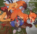 (zootopia) 1girl anal antelope anthro areola biped blush bodily_fluids bovid breasts canid canine closed_eyes clothing cloud cum dialogue disney eyebrows eyelashes feet fox froth fur gazelle gazelle_(zootopia) genital_fluids genitals group hair judy_hopps lagomorph leporid male male/female mammal nick_wilde nipples oral outside pawpads paws penis rabbit rimming sex tail text toes tofu tongue zootopia