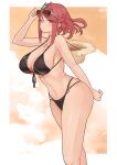 1girl absurd_res alluring big_breasts bikini black_bikini chest_jewel commentary_request cowboy_shot eyewear_on_head female_only front-tie_bikini_top front-tie_top high_res oniisan02b pyra_(xenoblade) red_eyes red_hair shiorino_mani_(artist) short_hair sunglasses swimsuit tiara xenoblade_(series) xenoblade_chronicles_2 yotsuha_uni yotsuhauni