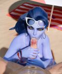  1boy 1girl 1girls 2025 3d after_sex amelie_lacroix angry areola beach beach_background blue-skinned_female blue_hair blue_skin blue_skinned_female breasts completely_nude cum cum_drip cum_dripping_from_penis cum_in_mouth duo eyewear eyewear_on_head fellatio female_penetrated glasses handjob hannoy3d long_hair looking_at_viewer male medium_breasts nipples nude nude_female nude_male oral oral_penetration oral_sex outdoor_nudity outdoor_sex outside overwatch overwatch_2 penis pov pov_blowjob straight straight_sex sunglasses sunglasses_on_head tagme tied_hair tinted_eyewear widowmaker yellow_eyes 