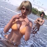  1girl 2_girls 3d 3d_model 3d_render ada_wong akanesarts ashley_graham ashley_graham_(ella_freya) asian asian_female background_character big_breasts bikini black_bikini black_clothing black_hair black_swimsuit blonde_hair blurry_background bracelet breasts capcom cleavage clothed clothing crossed_arms depth_of_field female_focus female_only green_eyes jewelry light-skinned_female light_skin lips multiple_girls navel navel_piercing nose_piercing ocean outside outside partially_submerged piercing piercings resident_evil resident_evil_2 resident_evil_2_(remake) resident_evil_2_remake resident_evil_4 resident_evil_4_(remake) resident_evil_4_remake sea sexy sexy_body sexy_breasts short_hair swimsuit swimwear water yellow_bikini yellow_clothing yellow_swimsuit 