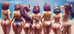  2019 6+girls 7girls ass ass_grab back back_view beach big_ass bikini black_hair brown_hair crossover dark-skinned_female dark_skin egyptian egyptian_clothes egyptian_mythology eliza_(skullgirls) fate/grand_order fate_(series) female female_only gold hair_ornament ishizu_ishtar large_ass lineup long_hair luminyu menace menat neith neith_(smite) nitocris_(fate/grand_order) ocean overwatch pharah purple_hair queen&#039;s_blade size_difference skullgirls smite street_fighter street_fighter_v sun swimsuit tan_skin tattoo thick_thighs thighs yu-gi-oh! yuri 