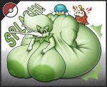 1girl 2boys cumflation hyper_belly nintendo pokemon sprigatito tofu_(artist)