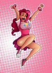 1girl blue_eyes bracelets breasts converse darkereve equestria_girls friendship_is_magic humanized jumping my_little_pony pink_hair pinkie_pie pinkie_pie_(eg) sneakers solo strategically_covered