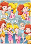 3_girls 3girls bbmbbf breasts comic crown earrings female female/female flower_earrings hairless_pussy kissing long_hair palcomix palcomix*vip palcomix_vip partially_clothed peachy_party princess_daisy princess_peach princess_rosalina rosalina royalty star_earrings super_mario_bros. super_mario_galaxy super_mario_land wand yuri