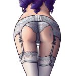 1_girl 1girl ass cutie_mark female female_only friendship_is_magic garter_belt humanized lace lace-top_stockings lace-trimmed_thighhighs lace_panties lingerie long_hair long_purple_hair my_little_pony panties presenting_ass purple_hair rarity rarity_(mlp) solo standing stockings thigh_gap transparent_background white_garter_belt white_garter_straps white_panties white_stockings