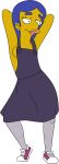  annika_van_houten arms_behind_head blue_hair no_bra sideboob the_simpsons white_background yellow_skin 