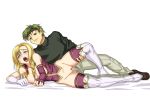  1boy 1girl art blonde_hair boots bottomless breastless_clothes breasts censored clothed_sex couple elbow_gloves fingerless_gloves fire_emblem fire_emblem:_rekka_no_ken fire_emblem_7 gloves green_hair hetero long_hair louise_(fire_emblem) nintendo nipples open_mouth penis sain_(fire_emblem) saliva sex short_hair shunzou sweat tears thigh_boots thighhighs vaginal 