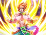  abs big_breasts breasts clothes_rip glowing muscle screaming super_sayain turtlechan 