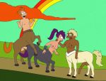  areolae black_eyes breasts centaur cyclops futurama horsecock leegola multiple_penises multiple_tails navel nipples penis philip_j._fry ponytail purple_hair red_hair sex tail testicles topless turanga_leela zfilm 