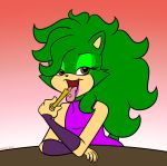  delcia delcia_the_hedgehog eyelashes femboi femboy french_fries gift girly habbodude happy hedgehog lips looking_at_viewer male mysteryfanboy91 oc original piercing sonic_(series) tongue 