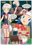 bbmbbf blue_eyes blue_hair comic creatures_(company) dawn_(pokemon) game_freak hat hikari_(pokemon) humans_of_pokemon nintendo palcomix pokemon pokemon_(anime) pokemon_(game) pokemon_black_and_white pokemon_bw pokemon_dppt pokepornlive rocket_motel