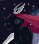 1girl 2020 anthro areola arthropod ass belly_button big_ass big_breasts black_body breasts bubble_ass bubble_butt cloak erect_nipples eyelashes female_only grey_nipples hollow_knight hollow_knight_(game) hornet_(hollow_knight) huge_breasts insect jinu mostly_nude motion_lines movement_lines nipples pussy sexy sexy_ass sexy_body sexy_breasts solo_female thick_thighs wide_hips