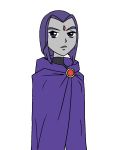  1girl belt bouncing_penis cape curvy dc_comics dcau dirtydooddoodlez erect_penis erection erection_under_clothes female female_only futanari gif goth grey_skin leotard leotard_aside purple_eyes purple_hair raven_(dc) reveal revealing smile smirk spandex teen_titans 