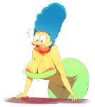 ass big_breasts breasts clothes female hips horny huge_ass large_ass lips marge_simpson milf nipples round_ass slut solo sunibee the_simpsons white_background whore wide_hips yellow_skin