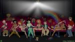  ann_possible black_hair blonde_hair bonnie_rockwaller cum_shot gagala green_eyes green_skin highres jim_possible joss_possible kim_possible kimberly_ann_possible monique movie_theater patreon rainbow rainbow_pattern ron_stoppable rufus shego teeth theater tim_possible zita_flores 