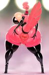 1girl 1girl 2015 alien anthro anus ass big_anus big_ass big_breasts boots breasts choker chubby clothing corset elbow_gloves gloves gooze half-closed_eyes high_heels huge_ass huge_breasts legwear lilibee looking_back mammal pink_eyes pink_skin plump_labia puffy_anus pussy rubber signature spread_butt spreading sunibee sweat thick_thighs thigh_high_boots wide_hips yellow_sclera