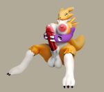 3d big_breasts big_penis breasts cum cum_on_breasts cum_on_self cumshot digimon donandark ejaculation futanari gif intersex masturbation penis renamon testicles