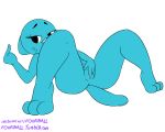  1girl anthro ass blue_fur feline fourball fur furry mammal masturbation nicole_watterson plain_background pussy the_amazing_world_of_gumball 