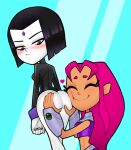 1girl 2_girls ass blush cartoon_network dat_ass dc_comics face_on_ass female_only koriand'r loodncrood rachel_roth raven_(dc) starfire teen_titans teen_titans_go young_adult yuri