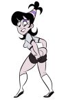 1girl ass beetlejuice black_eyes black_hair goth justindurden long_hair looking_down looking_up lydia_deetz no_panties pants_down shorts solo