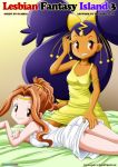  2_females 2_girls 2_humans bed clothed comic cover_page crossover digimon duo female female/female female_only female_teen hair human human_only indoors iris iris_(pokemon) lesbian_fantasy_island long_hair looking_at_viewer lying mimi_tachikawa multiple_girls palcomix pokemon sitting tachikawa_mimi teen yuri 