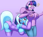1girl 2015 anthro areola big_breasts blue_fur breast_grab breast_squeeze breasts clothed clothing cutie_mark devs-iratvs duo elbow_gloves equine female/female friendship_is_magic fur furry gloves grope hair hand_on_breast high_res horn legwear mammal my_little_pony open_mouth purple_fur stockings trixie twilight_sparkle two_tone_hair unicorn winged_unicorn wings