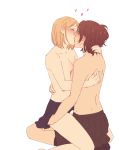 2_girls art blush brown_hair female_only hair hanji_zoe kissing love multiple_girls mushisotisis mutual_yuri orange_hair petra_ral shingeki_no_kyojin short_hair yuri