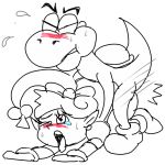 anal crossover from_behind interspecies lip_(panel_de_pon) monochrome nintendo olord panel_de_pon tears yoshi