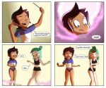  1girl 2_girls amity_blight blush clothing comic dark-skinned_female dialogue disney disney_channel embarrassed english_text euf female_only human latina light-skinned_female lost_clothes low_res luz_noceda magic panties text the_owl_house underwear 