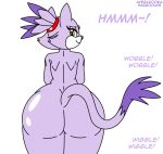 1girl ass ass_expansion ayebaz00ka big_ass blaze blaze_the_cat cat colored dat_ass expansion gift habbodude happy hips horny huge_ass large_ass looking_at_viewer looking_back nude sega sonic sonic_(series) text wide_hips