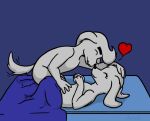 1boy 1boy1girl 1girl 2010s 2016 anthro anthro_only blanket blue_background canid canine canis canon_couple commission commission_art couple dashraptor dog dog_boy dog_girl dogamy dogaressa domestic_dog female female_anthro furry furry_female furry_male furry_only hand_on_another&#039;s_head hand_on_another&#039;s_stomach hand_on_belly hand_on_head heart husband_and_wife intimate intraspecies kissing male male/female male_anthro mammal monster monster_boy monster_girl nude petting petting_head straight tail tailwag undertale undertale_(series) wagging_tail white_body white_fur wholesome