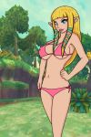 alluring bikini blonde blonde_hair blue_eyes breasts cleavage hips lips navel nipples pointy_ears princess_zelda skyward_sword tagme the_legend_of_zelda