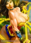  1girl big_breasts black_hair blue_eyes dc_comics female_only lasso_of_truth lipstick long_hair looking_at_viewer momotdart muscular_female wonder_woman wonder_woman_(series) 