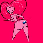  1girl 1girl ass ass bloo blue_eyes cartoon_network dildo female_only foster&#039;s_home_for_imaginary_friends looking_at_viewer masturbation naked_female nemesister nude nude pink_background pink_hair smiling_at_viewer tentaclebot winking_at_viewer 