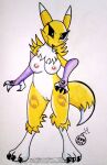  1girl 1girl anthro breasts breasts digimon digimon_tamers fox nude pussy rdk renamon vulva 