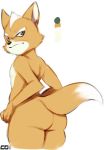 1girl 2015 anthro ass big_ass canine crazedg fox fox_mccloud fur furry green_eyes looking_back male mammal nintendo nude star_fox video_games white_fur wide_hips