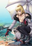 1girl alternate_breast_size bandai_namco bare_shoulders big_breasts blonde_hair blue_eyes breasts cat cleavage dress emilie_de_rochefort fighting_game fingerless_gloves gloves lili_(tekken) lili_rochefort lips long_hair long_sleeves medium_breasts namco namco_bandai parasol salt_(tekken) siamese_cat tekken tekken_5_dark_resurrection tekken_6_bloodline_rebellion tekken_7 tekken_8 tekken_revolution tekken_tag_tournament_2 treartz umbrella video_game video_game_character video_game_franchise video_games water