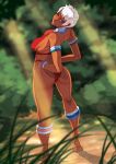 1girl 1girl blue_eyes dark-skinned_female dark_skin elena female_only huge_ass huge_breasts pinup short_hair street_fighter tovio_rogers video_game_character video_game_franchise voluptuous white_hair