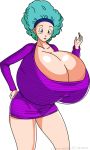 blue_eyes bulma* bulma_brief bulma_briefs dragon_ball_z el_shaka green_hair toshiso_(artist)